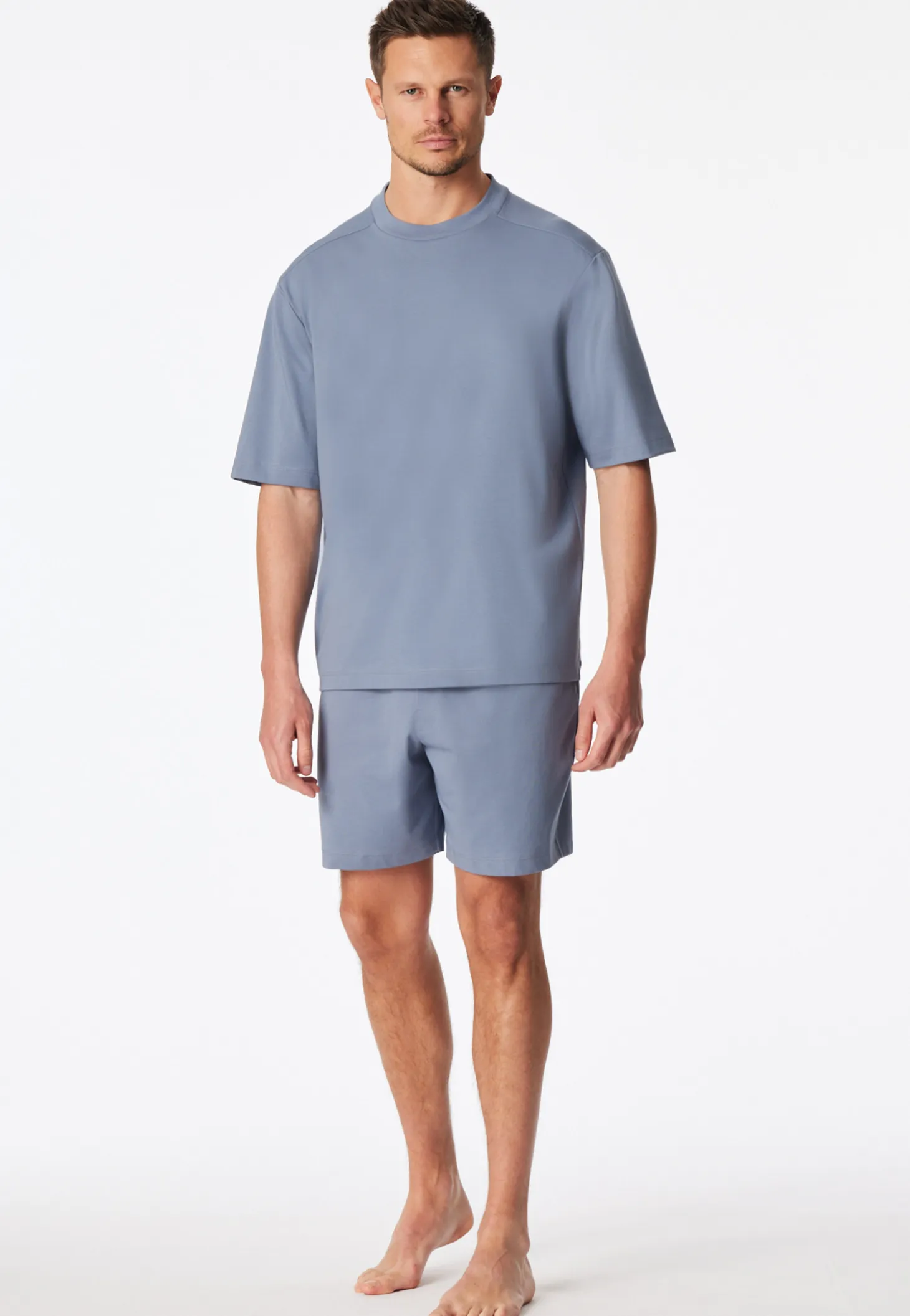 Schlafanzug kurz oversized blaugrau - Modern Nightwear