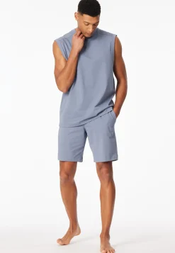 Schlafanzug kurz oversized ärmellos blaugrau - Modern Nightwear