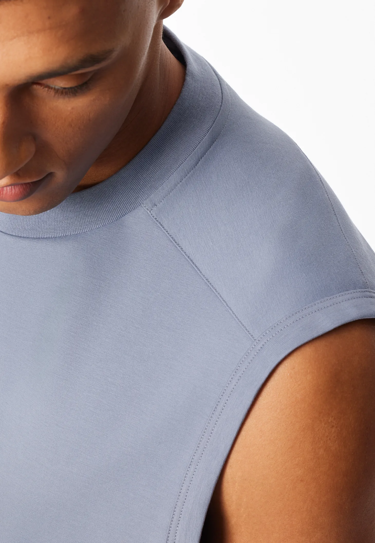 Schlafanzug kurz oversized ärmellos blaugrau - Modern Nightwear