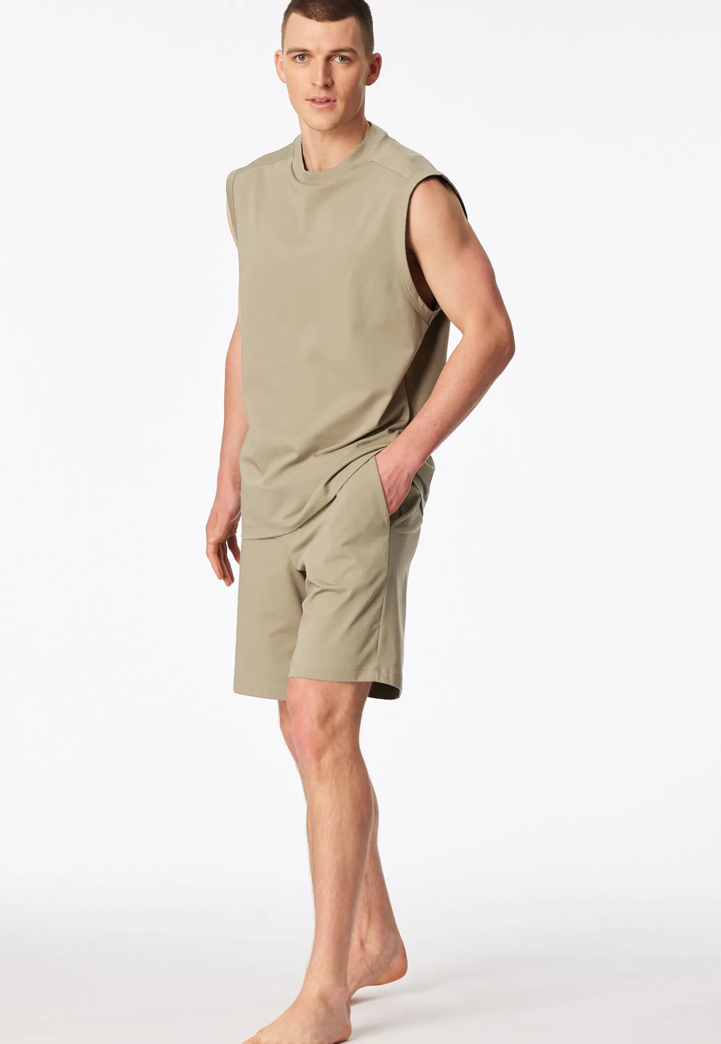 Schlafanzug kurz oversized ärmellos jade - Modern Nightwear