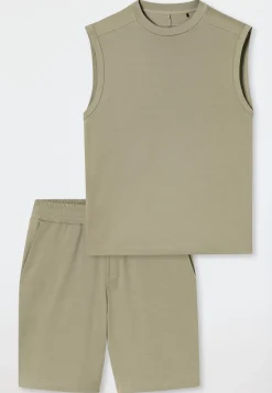 Schlafanzug kurz oversized ärmellos jade - Modern Nightwear