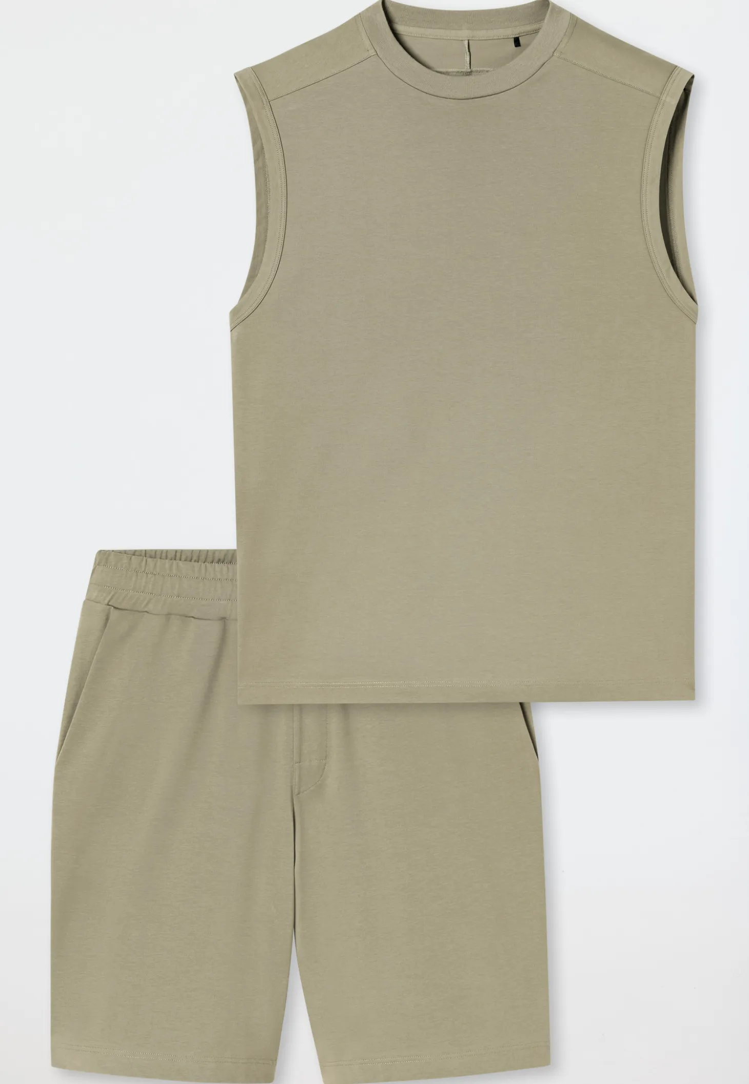 Schlafanzug kurz oversized ärmellos jade - Modern Nightwear