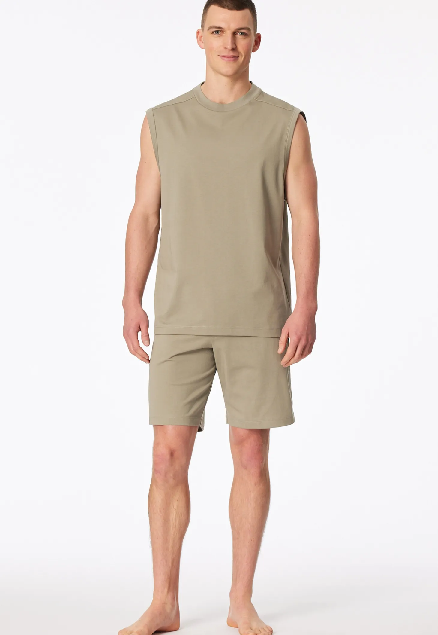 Schlafanzug kurz oversized ärmellos jade - Modern Nightwear