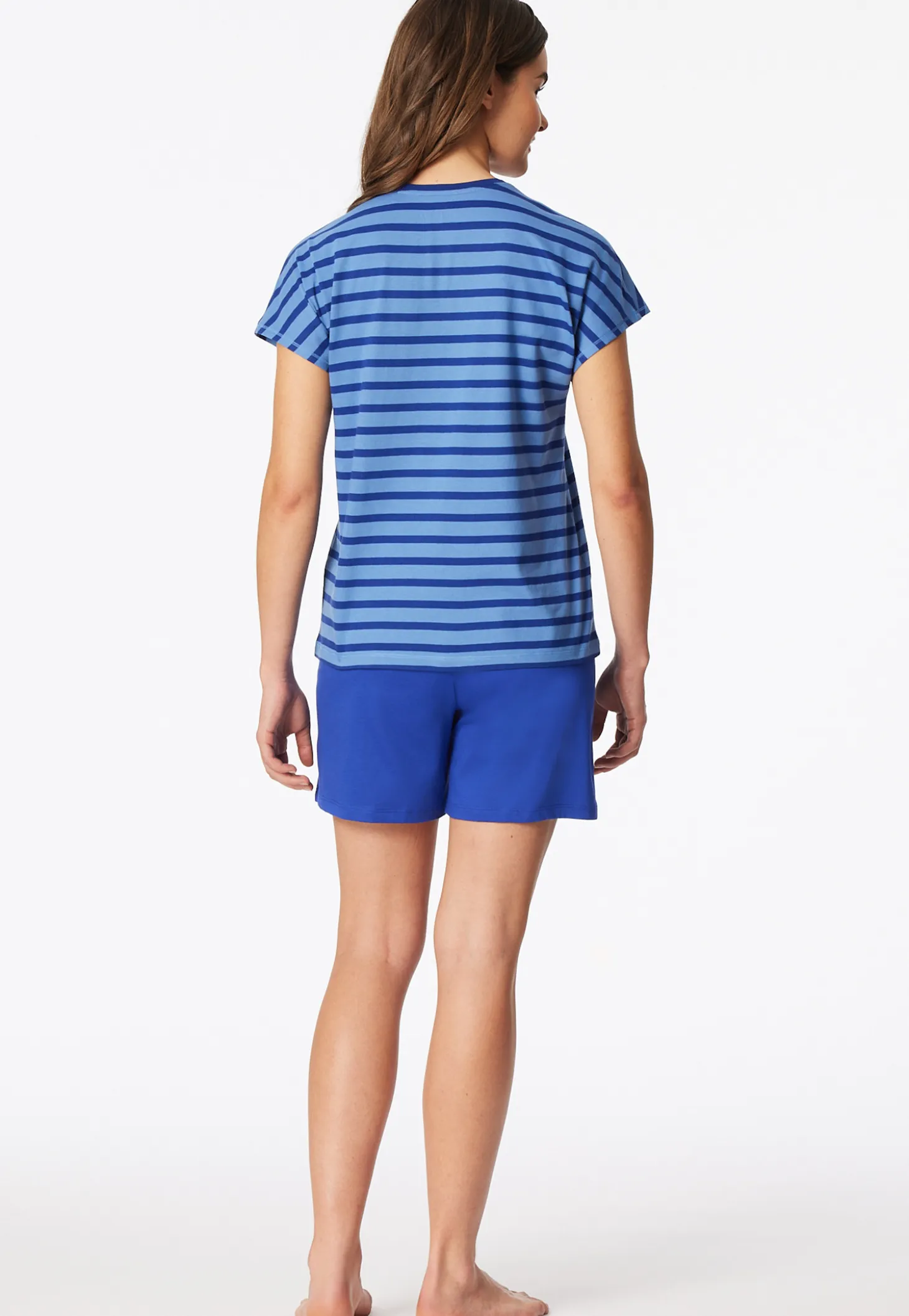 Schlafanzug kurz Ringel aqua - Casual Essentials