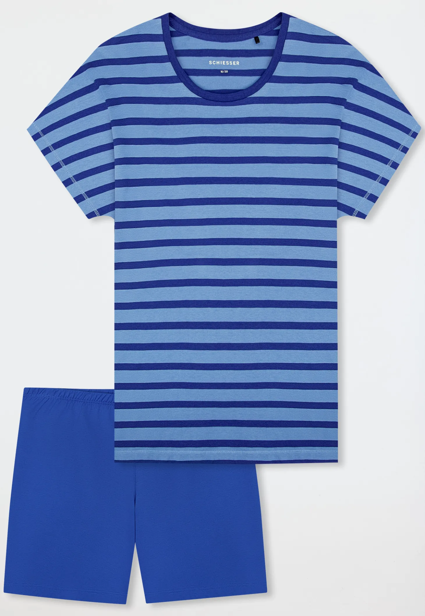 Schlafanzug kurz Ringel aqua - Casual Essentials