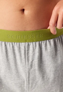 Schlafanzug kurz Ringel grasgrün - 95/5