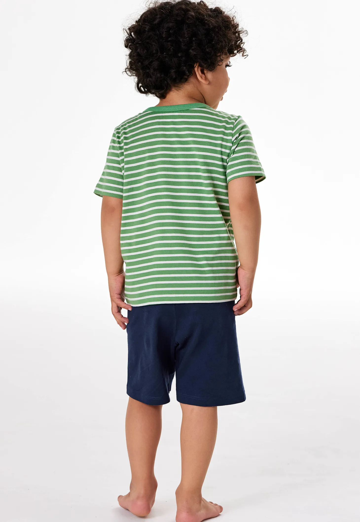 Schlafanzug kurz Ringel linde - Kids Nightwear