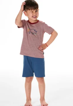 Schlafanzug kurz Ringel Nashorn rot - Kids Nightwear