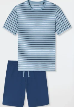 Schlafanzug kurz Ringel pacific blue - Casual Nightwear
