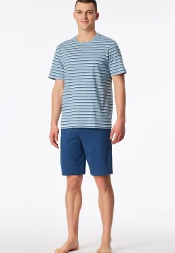 Schlafanzug kurz Ringel pacific blue - Casual Nightwear