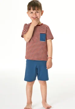 Schlafanzug kurz Ringel rot - Kids Nightwear