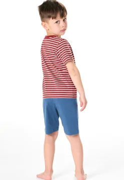 Schlafanzug kurz Ringel rot - Kids Nightwear