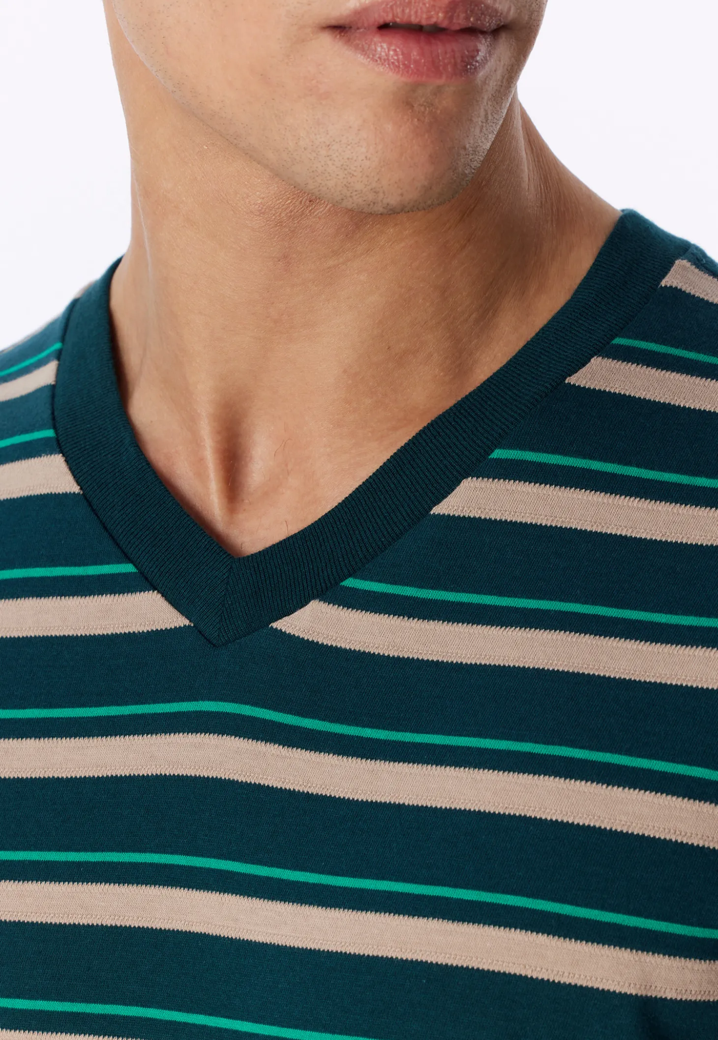 Schlafanzug kurz Ringel tiefseegrün - Casual Nightwear