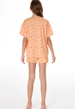 Schlafanzug kurz Sommer pfirsichorange - Teens Nightwear