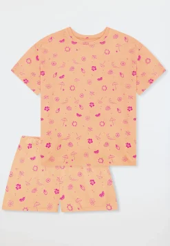 Schlafanzug kurz Sommer pfirsichorange - Teens Nightwear