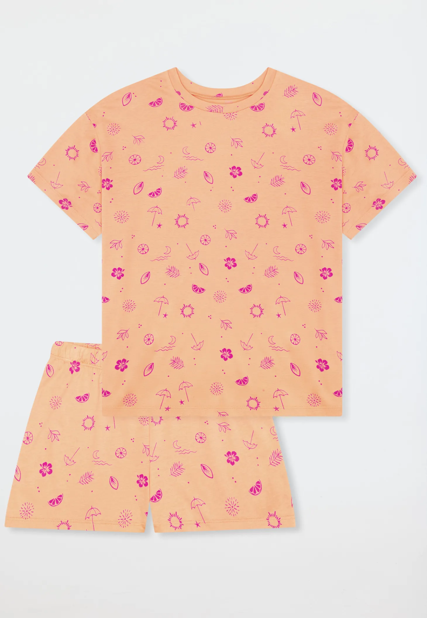Schlafanzug kurz Sommer pfirsichorange - Teens Nightwear