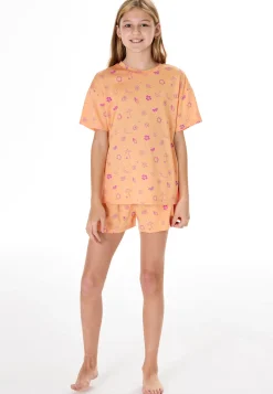 Schlafanzug kurz Sommer pfirsichorange - Teens Nightwear