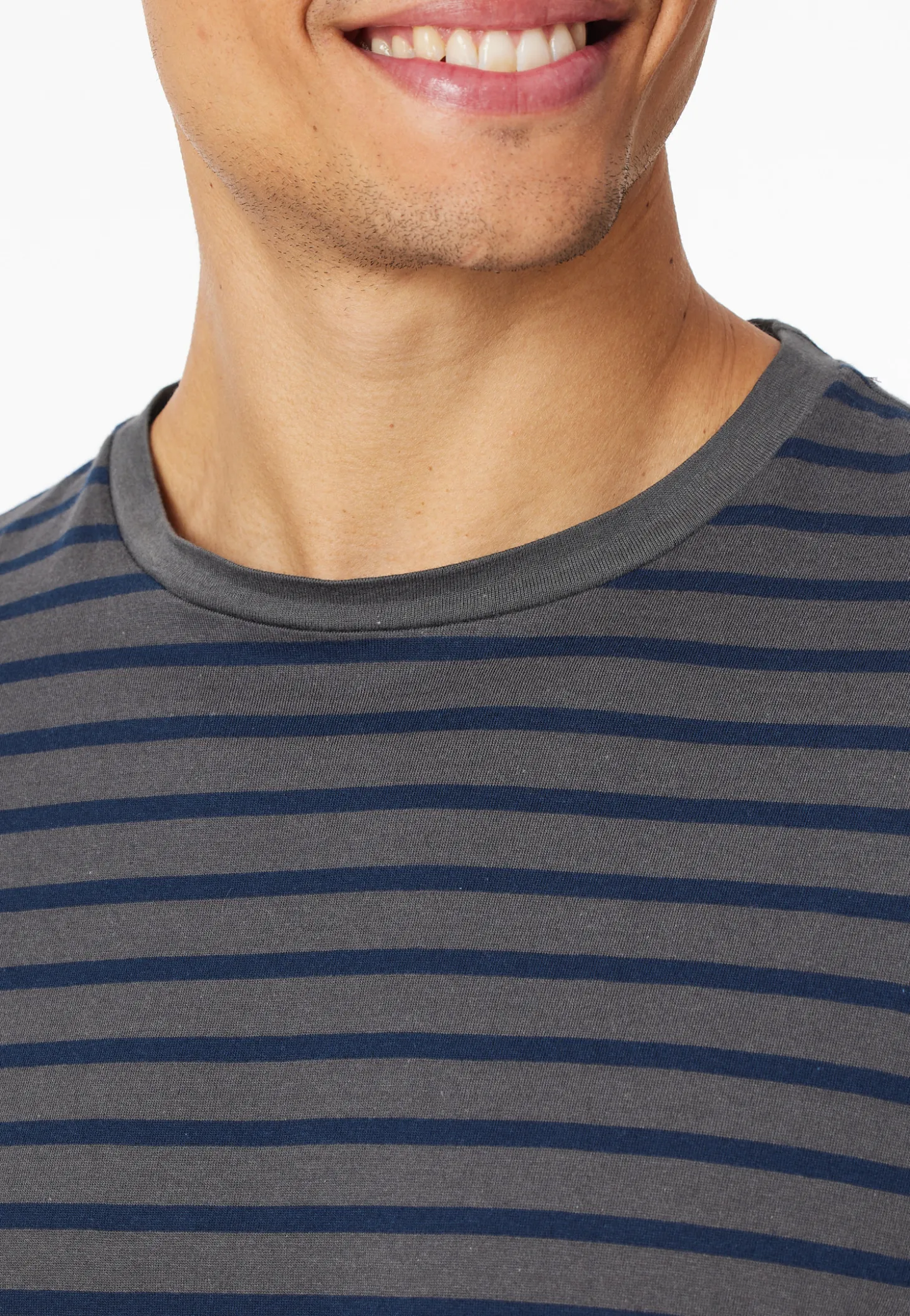 Schlafanzug kurz Streifen anthrazit - Casual Essentials