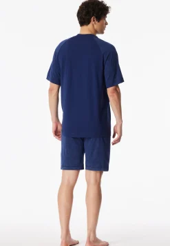 Schlafanzug kurz Tie-Dye-Effekt navy -Modern Essentials
