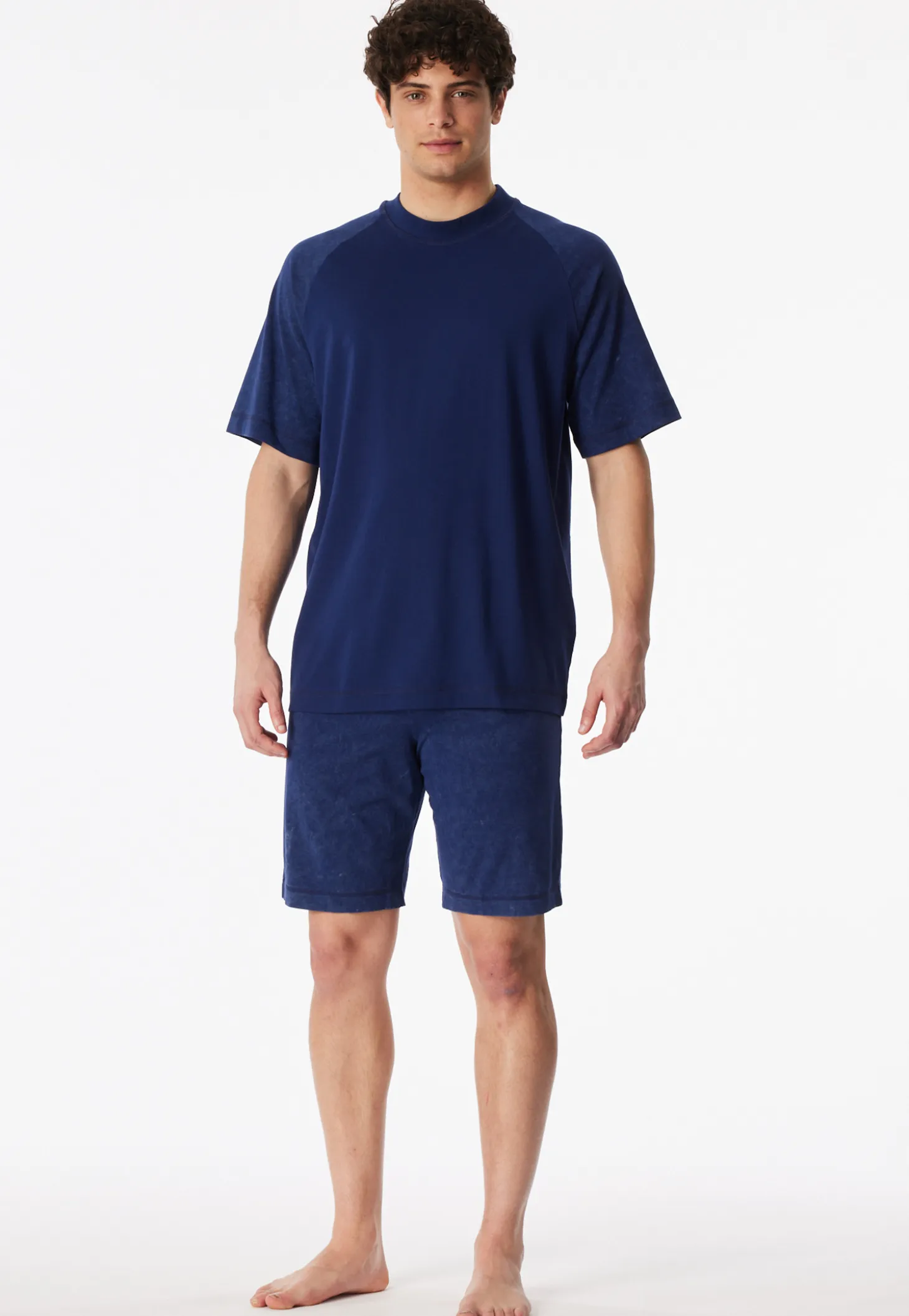 Schlafanzug kurz Tie-Dye-Effekt navy -Modern Essentials
