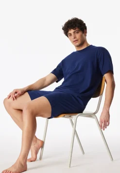 Schlafanzug kurz Tie-Dye-Effekt navy -Modern Essentials