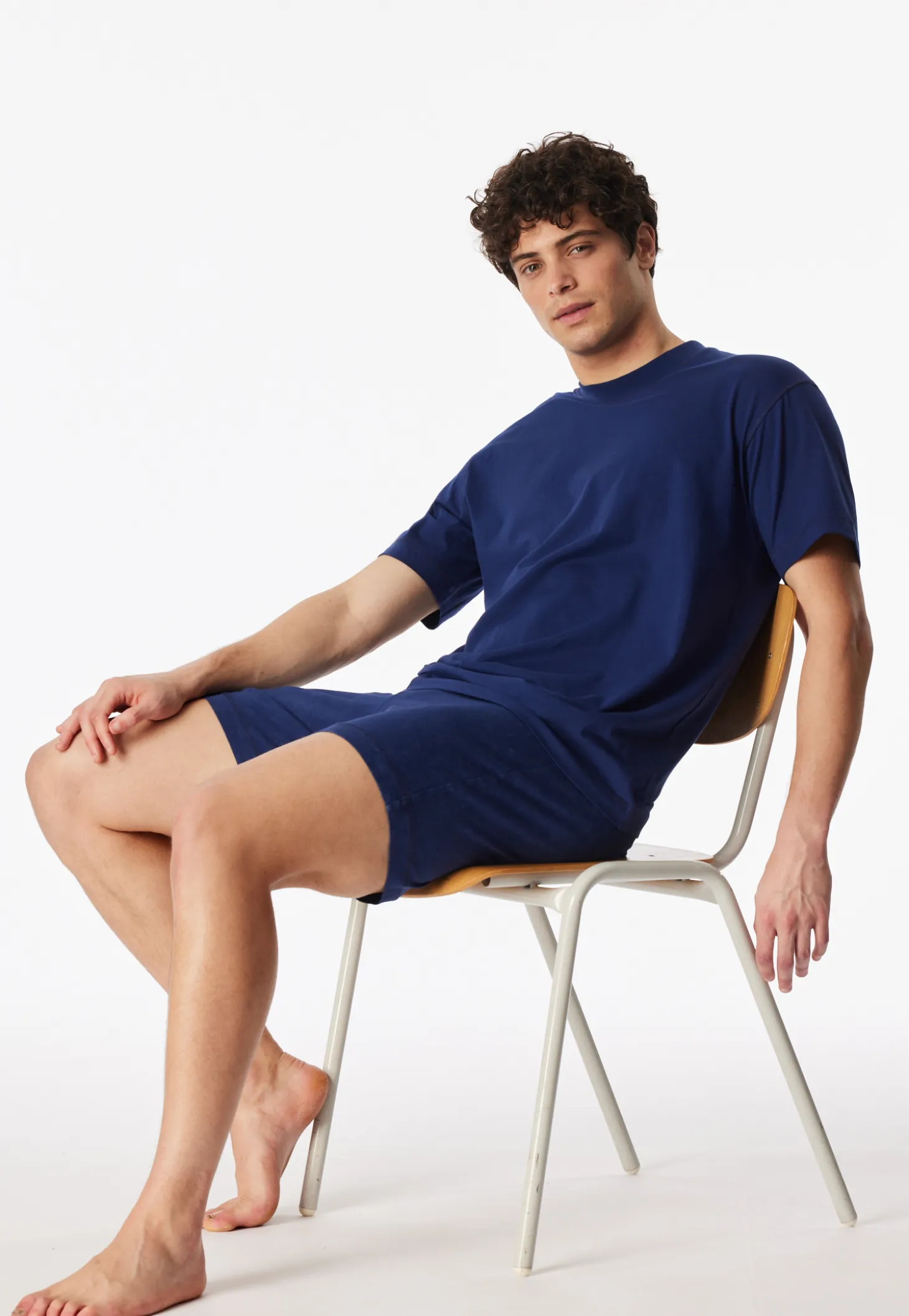 Schlafanzug kurz Tie-Dye-Effekt navy -Modern Essentials