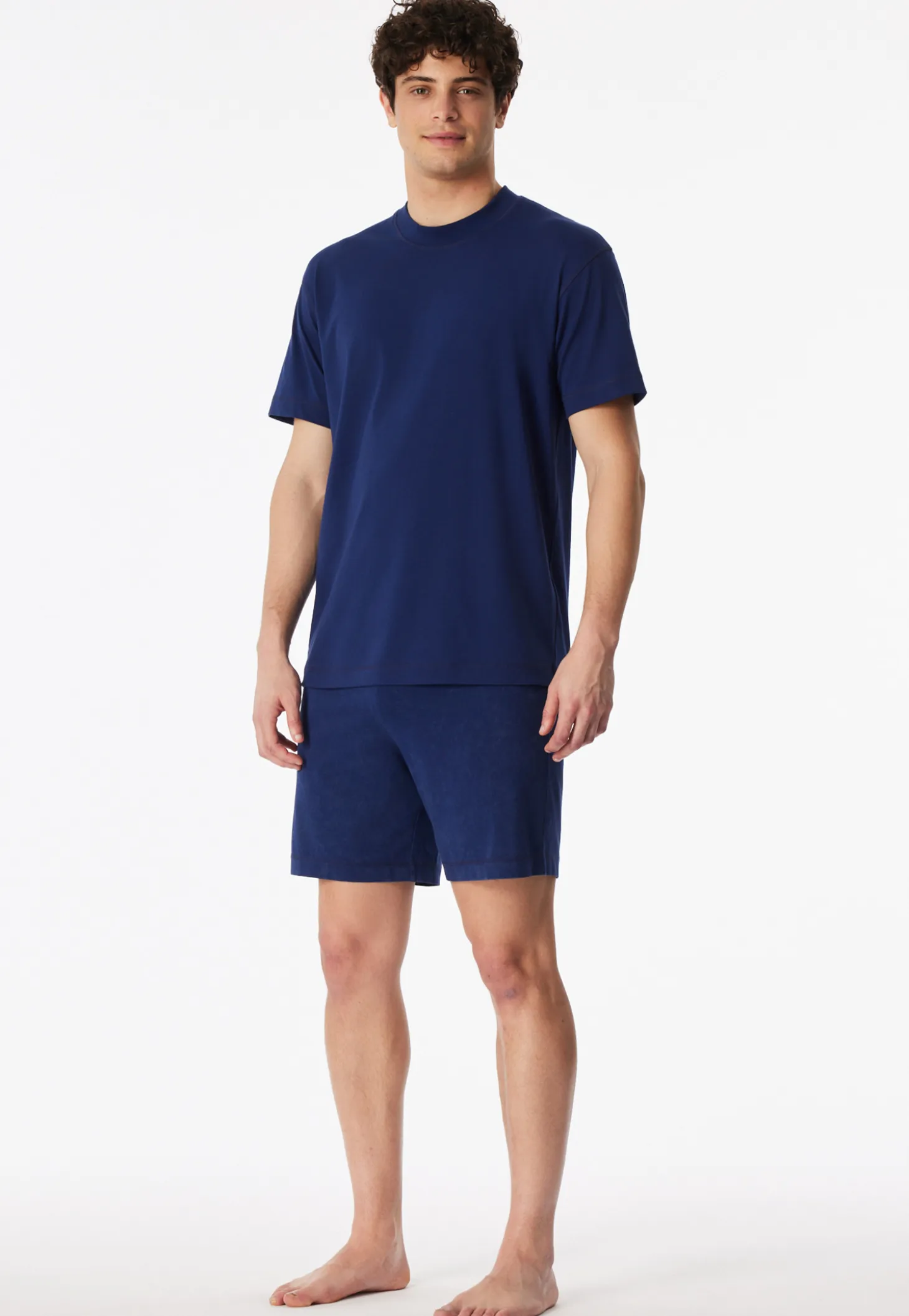 Schlafanzug kurz Tie-Dye-Effekt navy -Modern Essentials