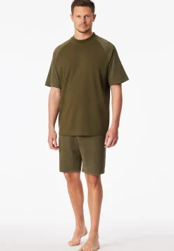 Schlafanzug kurz Tie-Dye-Effekt oliv - Modern Essentials