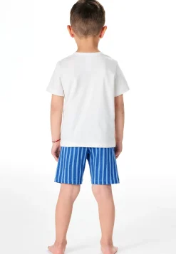 Schlafanzug kurz Wal Streifen off-white - Kids Nightwear