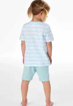 Schlafanzug kurz Wellen Delfin türkis - Kids Nightwear