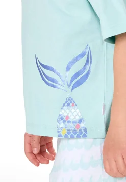 Schlafanzug kurz Wellen Fisch türkis - Kids Nightwear