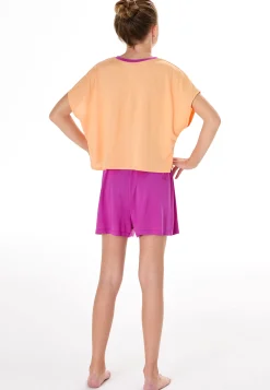 Schlafanzug kurz Zitrus pfirsichorange - Teens Nightwear