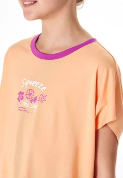 Schlafanzug kurz Zitrus pfirsichorange - Teens Nightwear