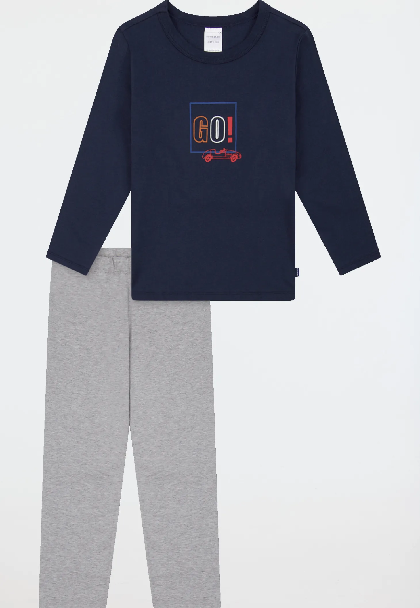 Schlafanzug lang Auto dunkelblau - Kids Nightwear