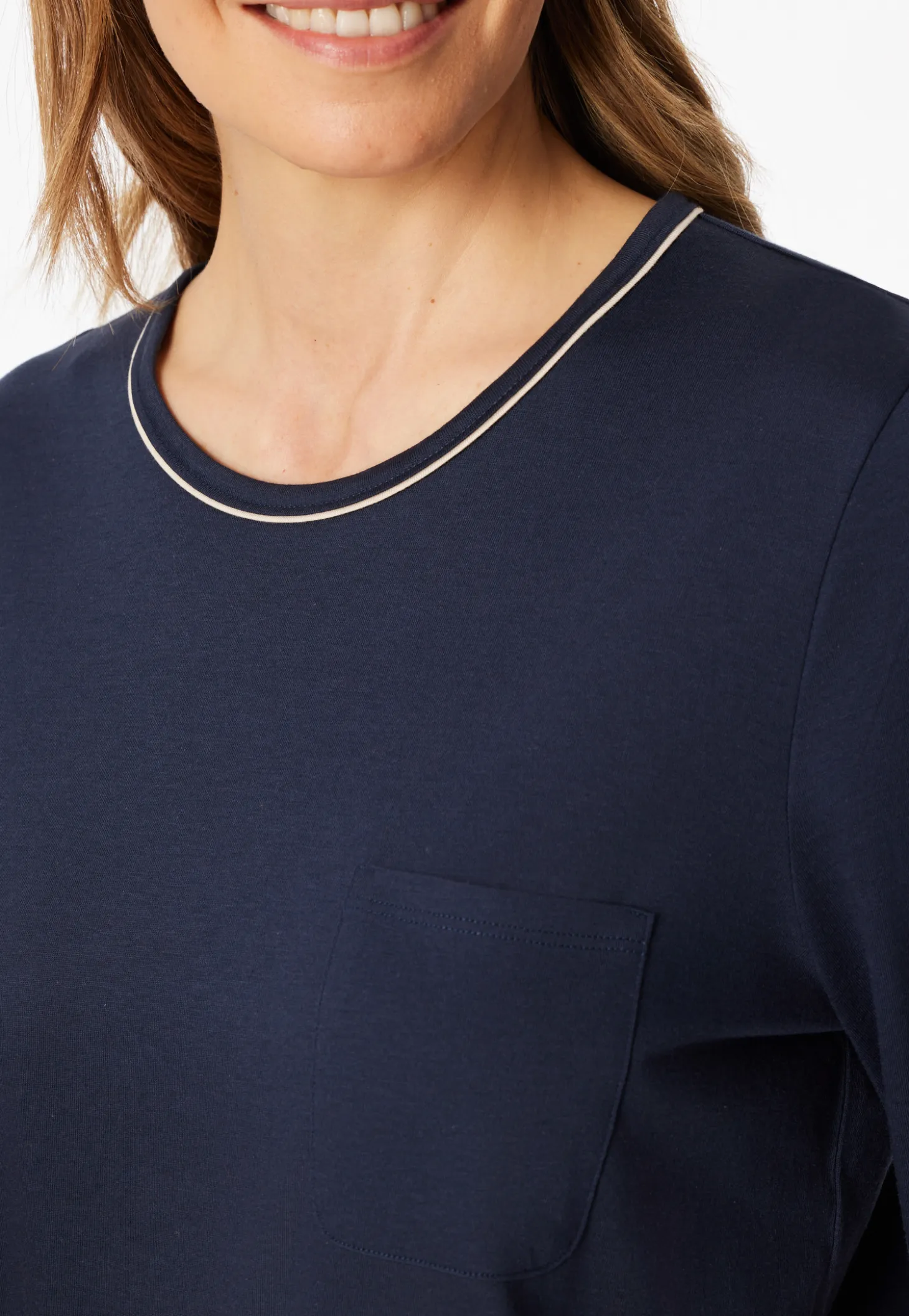 Schlafanzug lang Blumen navy - Comfort Nightwear