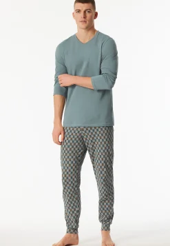 Schlafanzug lang Bündchen mineral - Casual Essentials