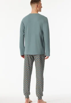 Schlafanzug lang Bündchen mineral - Casual Essentials