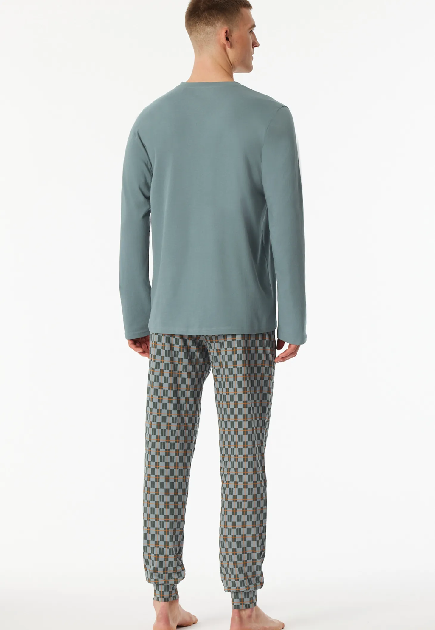 Schlafanzug lang Bündchen mineral - Casual Essentials