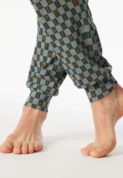 Schlafanzug lang Bündchen mineral - Casual Essentials