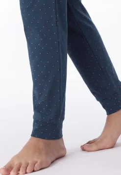 Schlafanzug lang Bündchen Punkte ultra violett - Casual Essentials