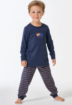 Schlafanzug lang Bündchen Ringel curry - Kids Nightwear