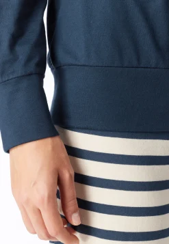 Schlafanzug lang Bündchen Ringel deep blue - Casual Essentials