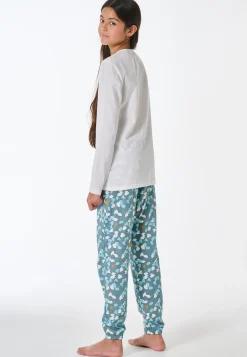 Schlafanzug lang floral gemustert off-white - Teens Nightwear