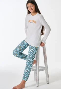 Schlafanzug lang floral gemustert off-white - Teens Nightwear