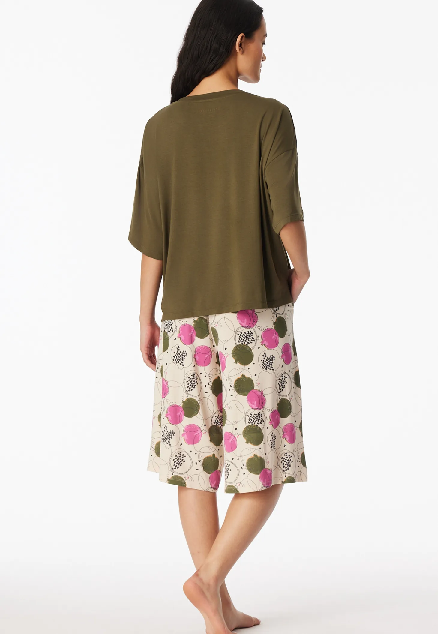 Schlafanzug 3/4lang Granatapfel oliv - Casual Fashion