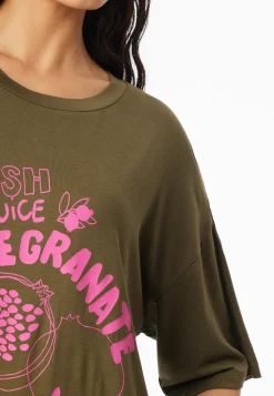 Schlafanzug 3/4lang Granatapfel oliv - Casual Fashion