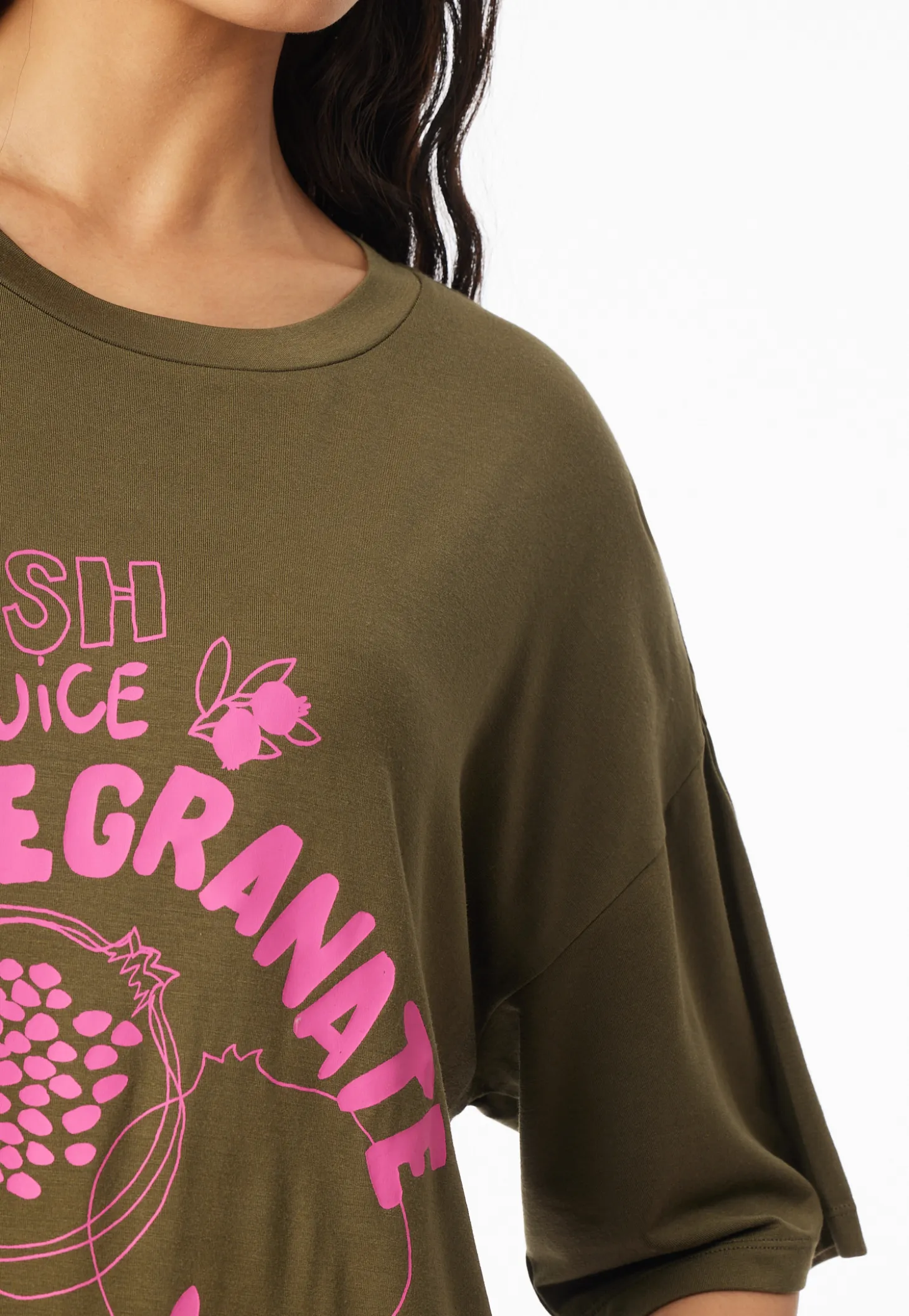 Schlafanzug 3/4lang Granatapfel oliv - Casual Fashion