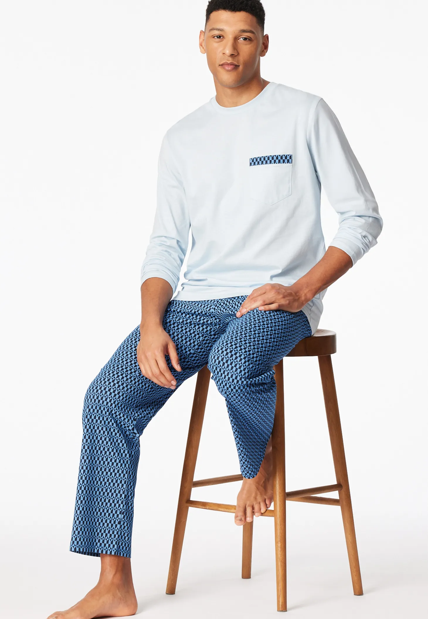 Schlafanzug lang hellblau - Comfort Nightwear