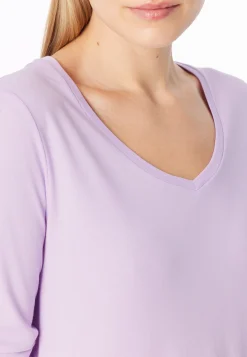 Schlafanzug lang Interlock Bündchen orchid - Modern Nightwear