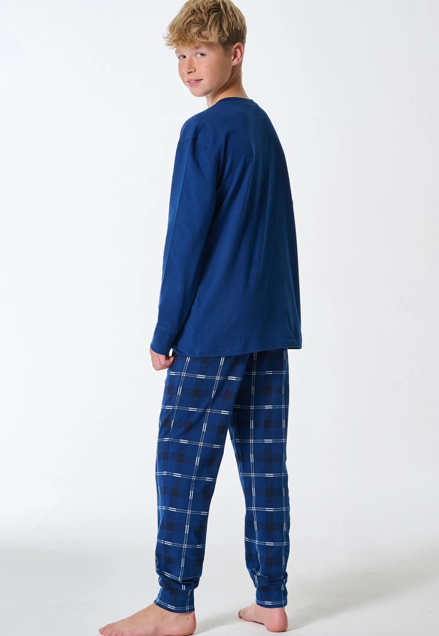 Schlafanzug lang Karo royal - Teens Nightwear